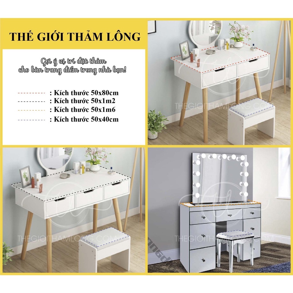 Thảm Lông Trải Bàn Trang Điểm - Thảm Trang Trí Kệ Tủ Phòng Ngủ Nhiều Size