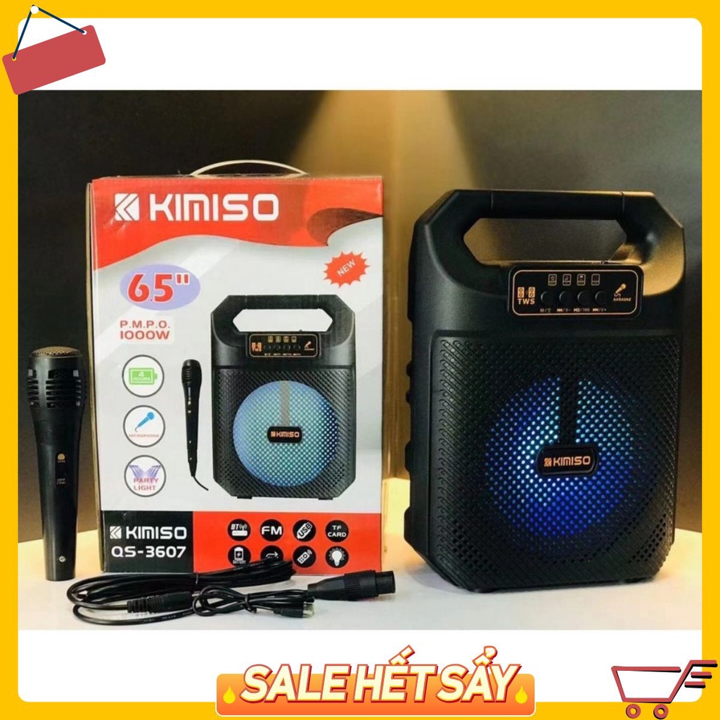 Loa Bluetooth Superbass Kimiso QS 3607 - Tặng Kèm Micro Hát Karaoke - Bảo Hành lôi 1 đổi 1