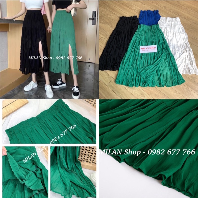 Chân váy dáng dài sẻ đùi style siêu hot