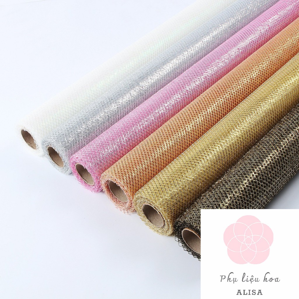 GIẤY GÓI HOA LƯỚI KIM TUYẾN ÓNG ÁNH- Phụ liệu hoa ALISA