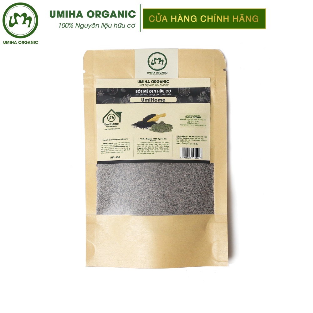 Bột Mè Đen đắp mặt nạ hữu cơ UMIHOME nguyên chất | Black sesame powder 100% Organic 135G