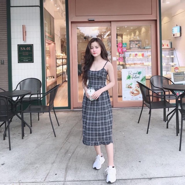 Combo nhieu Đầm caro 2 dây