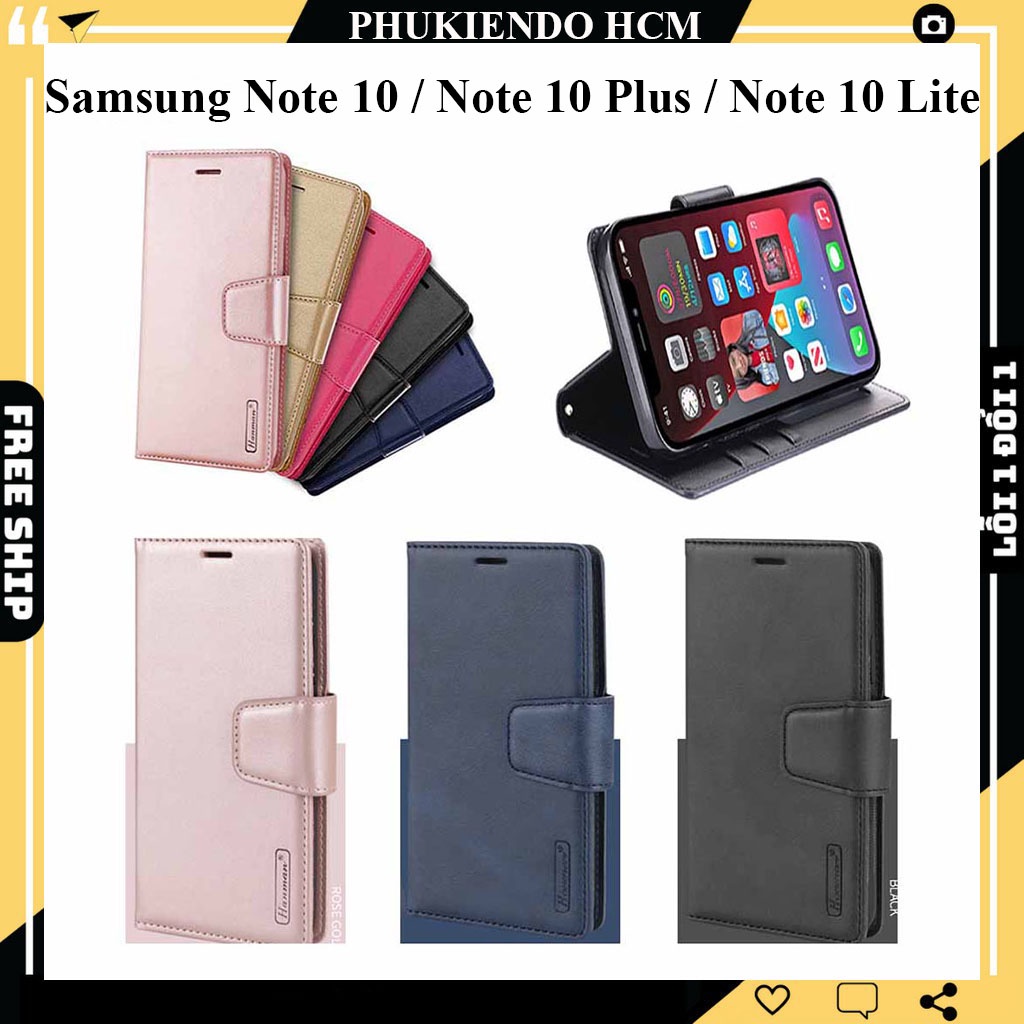 Bao da Samsung Galaxy S9, S10, S10 Plus, S10 lite, S9 Plus dạng ví hiệu hanman, ngăn đựng thẻ tiện lợi.