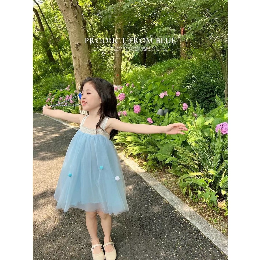 Đầm Công Chúa Phối Lưới Thời Trang Mùa Hè 2022 Cho Bé Gái