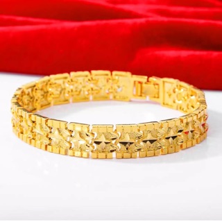 Lắc tay nam mạ vàng 24k đúc hoa văn ngôi sao 4 cánh trái tim NV65