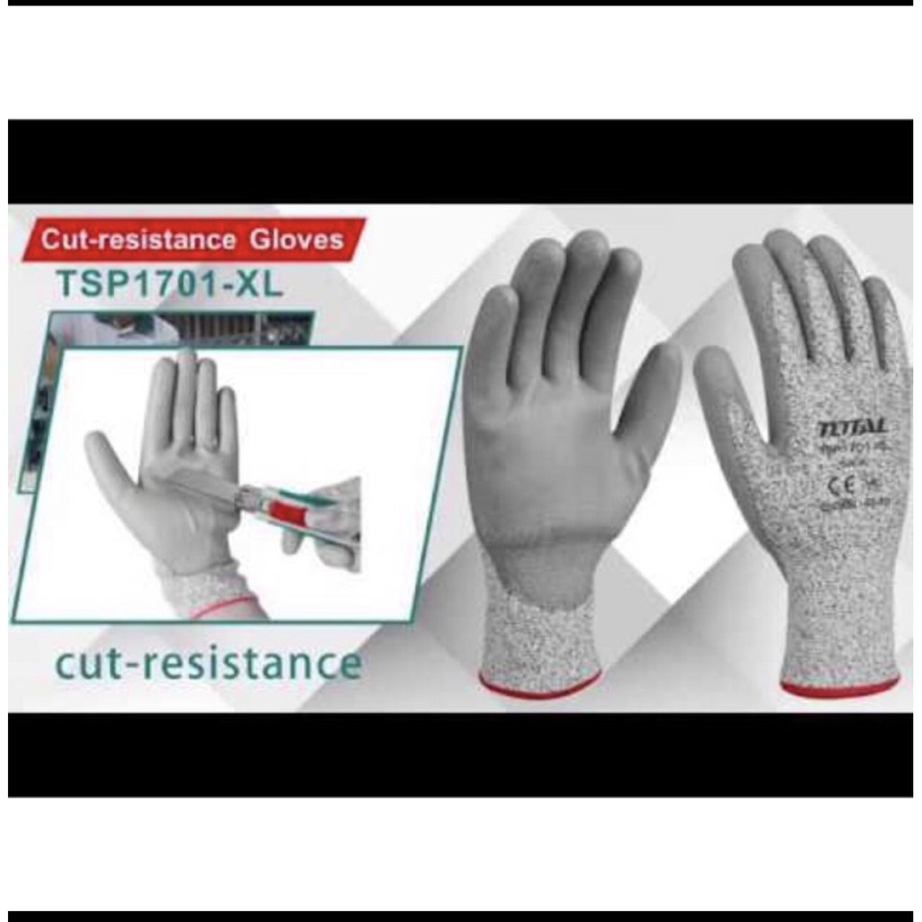 Găng tay bảo hộ chống cắt cách điện cấp độ 5 total TSP1701 size XL  Bảo hộ lao động công trình