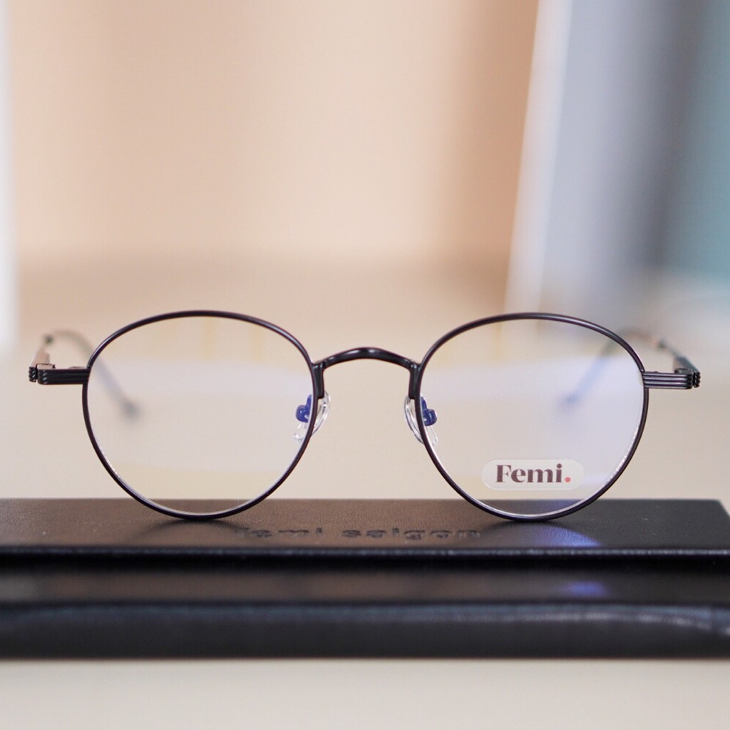 Gọng kính tròn kim loại Femi Lucy chính hãng kính cận nam nữ cao cấp | BigBuy360 - bigbuy360.vn