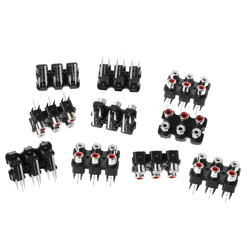 Bộ 10 đầu nối RCA âm thanh Video AV 2 / 4 / 6 lỗ