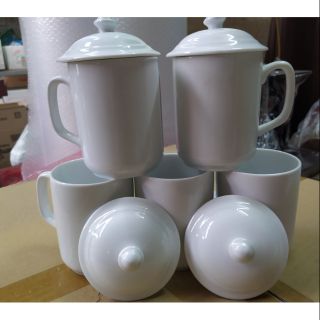 Cốc sứ có nắp trắng tinh 400ml