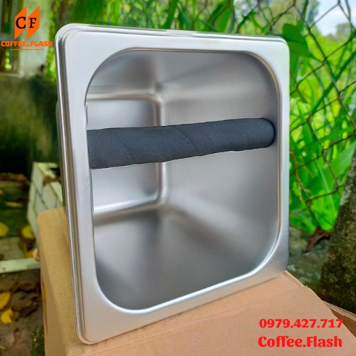 Hộp đập bã cà phê inox- ca đánh bã cà phê inox