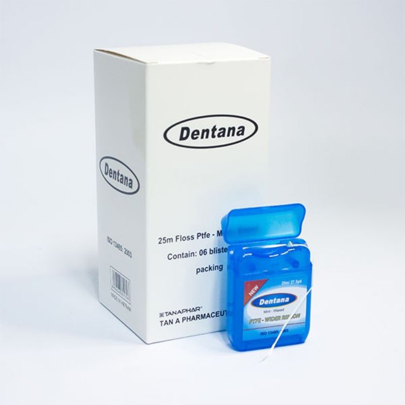 Chỉ nha khoa Dentana, chất liệu PTFE sợi 1 chỉ mảnh, chỉ nha khoa hương bạc hà, không xước, cuộn 25m - Soleil shop