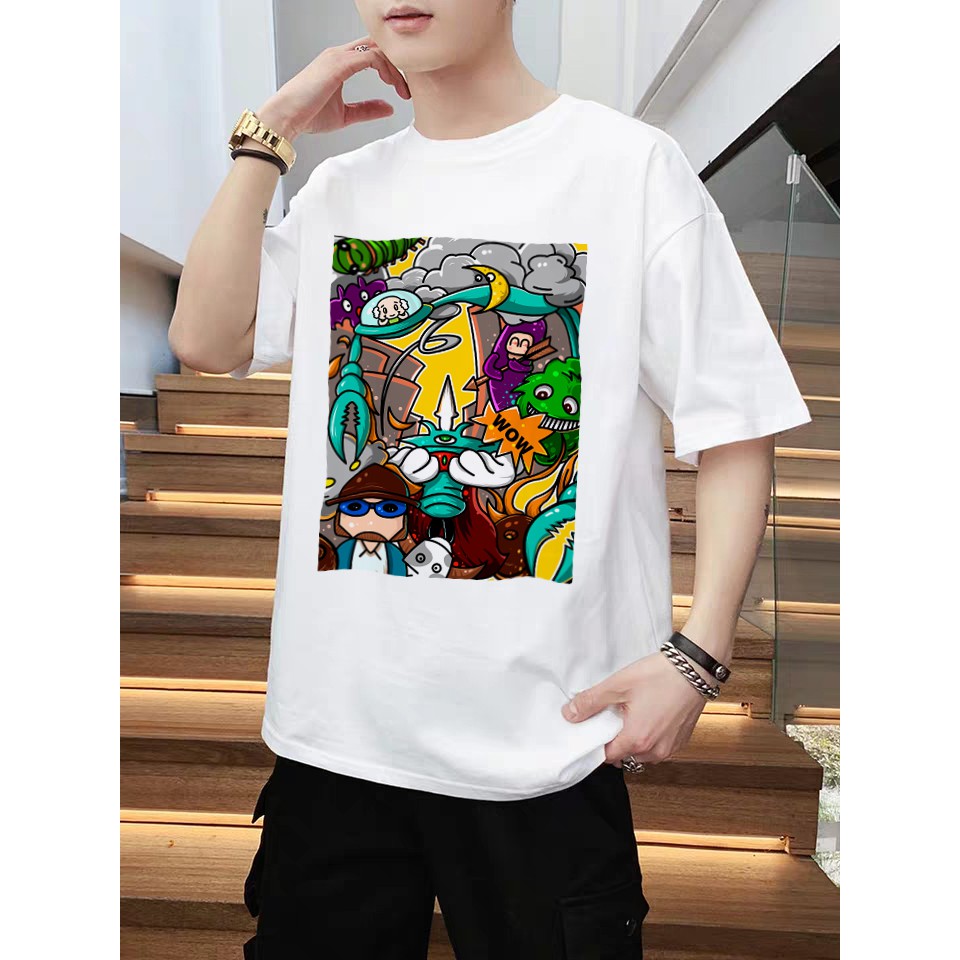 Áo Thun unisex form rộng màu sắc Grafity Dream nam nữ tee phông basic dáng oversize màu trắng 45 - 80kg