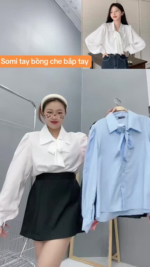 Áo Sơ Mi Bigsize Nữ Tay Dài Somi Công Sở Phối Dây Buộc Nơ Vải Lụa Chéo Mềm Mát SM16 | BigBuy360 - bigbuy360.vn