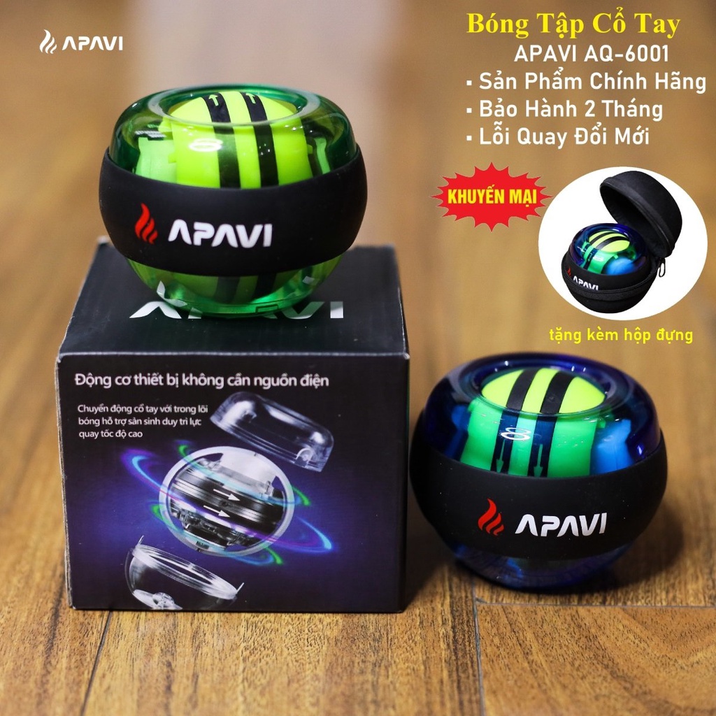 Bóng Tập Cổ Tay Apavi Chính Hãng, tự khởi động có Đèn, thiết kế xoay tròn, luyện tập cổ tay