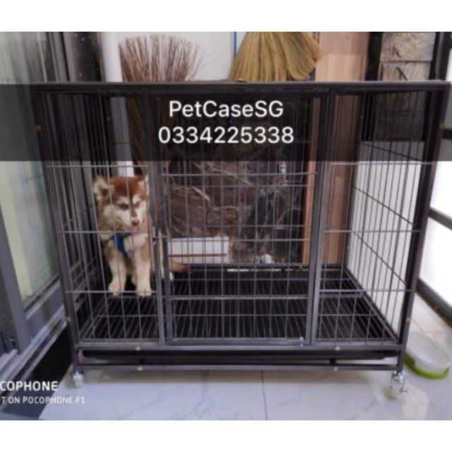 Chuồng lồng Chó Mèo sơn tĩnh điện, lồng sắt ống size 95 65 80 có bánh xe sơn cực bền GIAO MÀU NGẪU NHIÊN
