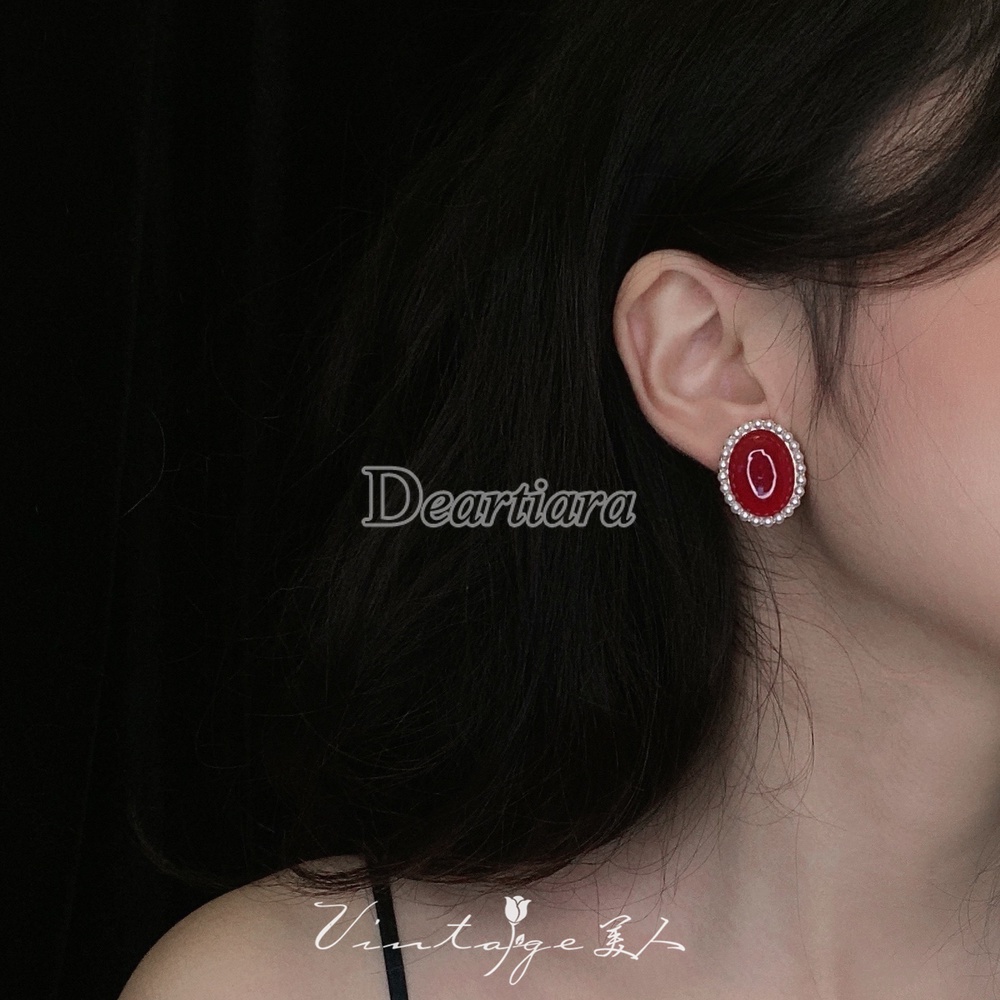 Bông Tai Đính Ngọc Trai Cao Cấp Phong Cách Hong Kong Cổ Điển Thời Trang Cho Nữ