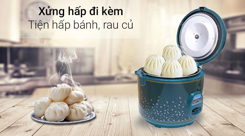 Nồi cơm điện Sunhouse 1.8 lít SHD 8619 Xanh-hàng trưng bày,Lòng nồi cơm điện bằng nhôm dập tráng