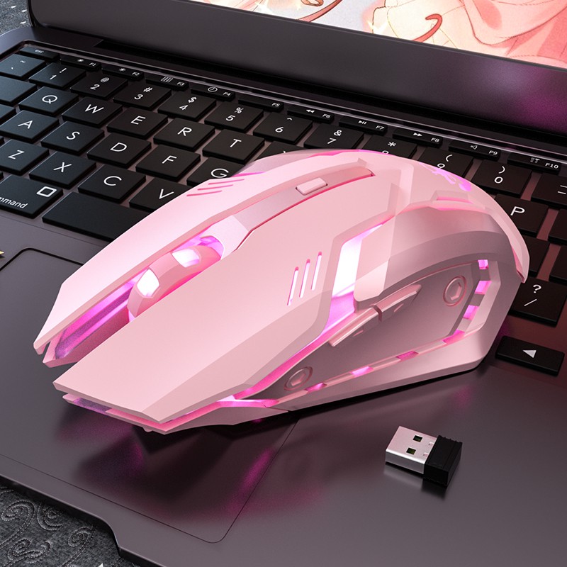 Chuột không dây fuhlen bluetooth Không Dây usb Thông Dụng Dễ Thương Màu Hồng Có Thể Sạc Lại Dùng Để chuột chơi game cũ mouse