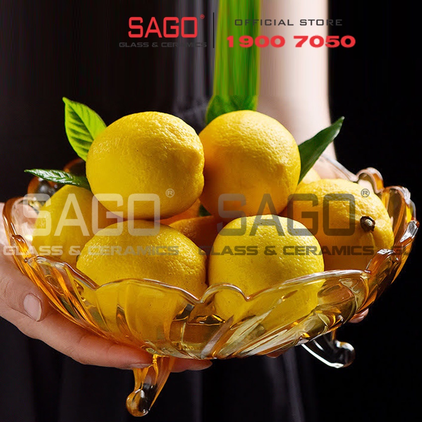 Đĩa Thủy Tinh Ba Chân Đựng mứt , Bánh kẹo | Tùy chọn Màu Sắc , Âu Thủy Tinh Cao cấp