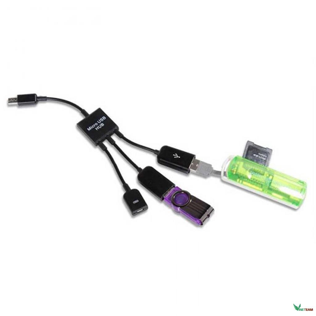 Cáp OTG Micro USB 3in1 kết nối điện thoại,máy tỉnh bảng,Tay cầm chơi game chân android -dc3746