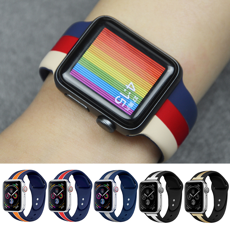 Duo Teng Dây Silicone Thay Thế Cho Đồng Hồ Apple Watch 38mm 40mm 42mm 44mm Iwatch Series 5 4 3...