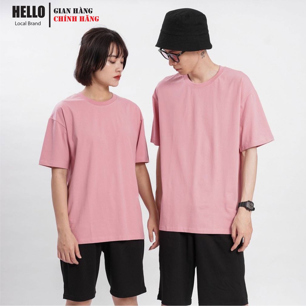 Áo thun trơn HELLO unisex tay lỡ [Nam,Nữ] Áo phông nữ cổ tròn tay lỡ form rộng màu đen,trắng,xanh,đỏ_Ap16