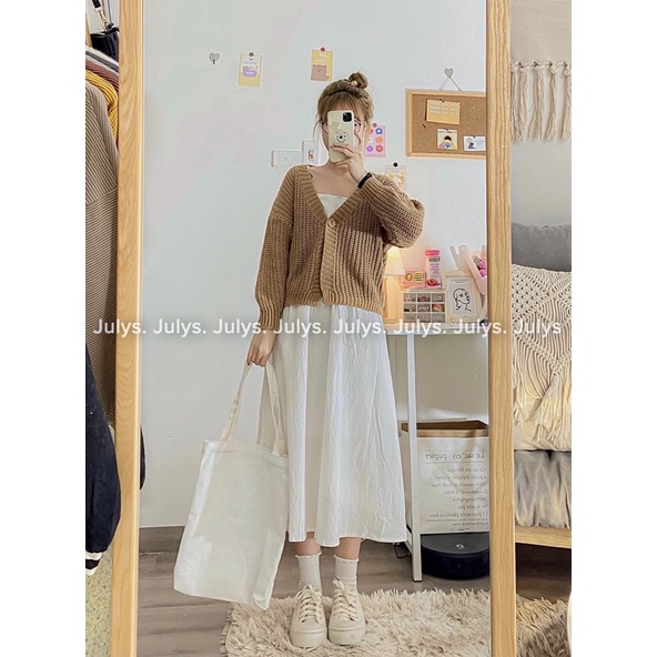 Áo cardigan len form ngắn 1 cúc (ảnh thật shop chụp kèm video)