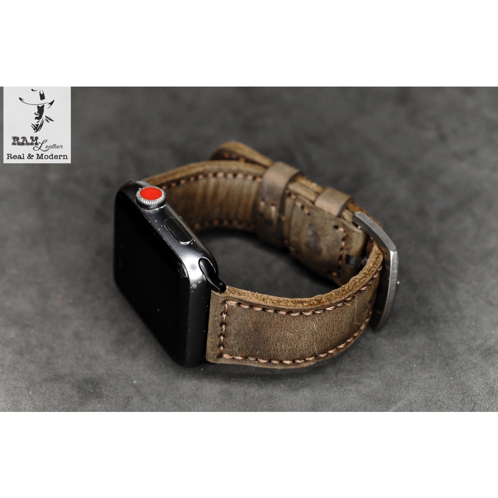 Dây Apple Watch , iWatch , iphone Watch da bò nâu đất RAM Leather classic 1950