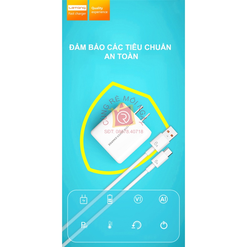 Bộ củ sạc cáp dữ liệu sạc nhanh 66W - Tương thích 120W Type-C - sạc đầy đủ giao thức công suất cao