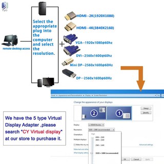Yy Virtual Display Adapter DP DisplayPort Dummy Plug Headless Ghost Emulator Connector @VN