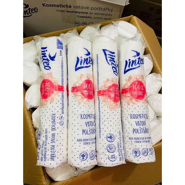 Bông tẩy trang 120 miếng Linteo 100% Cotton mềm mại không xơ bông