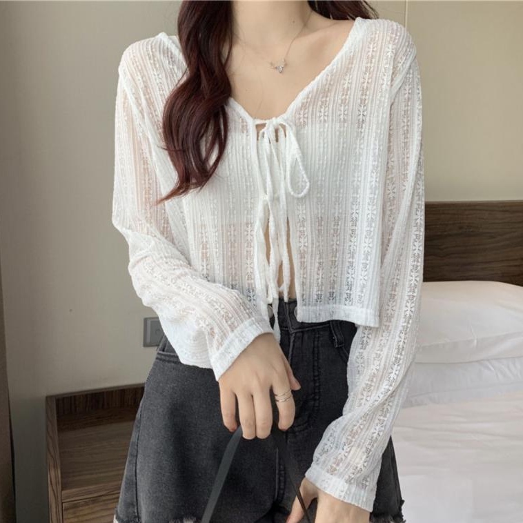 Áo Khoác cardigan Chống Nắng Tay Dài Chất Lụa Mỏng Thời Trang Mùa Hè Cho Nữ