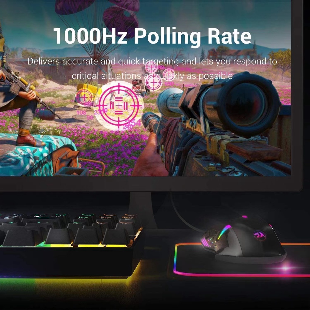 Chuột máy tính chơi game có dây REDRAGON M601 79/ 5000 RGB/ M607/ M705 CENTROPHOR-3200 DPI 6 nút điều chỉnh