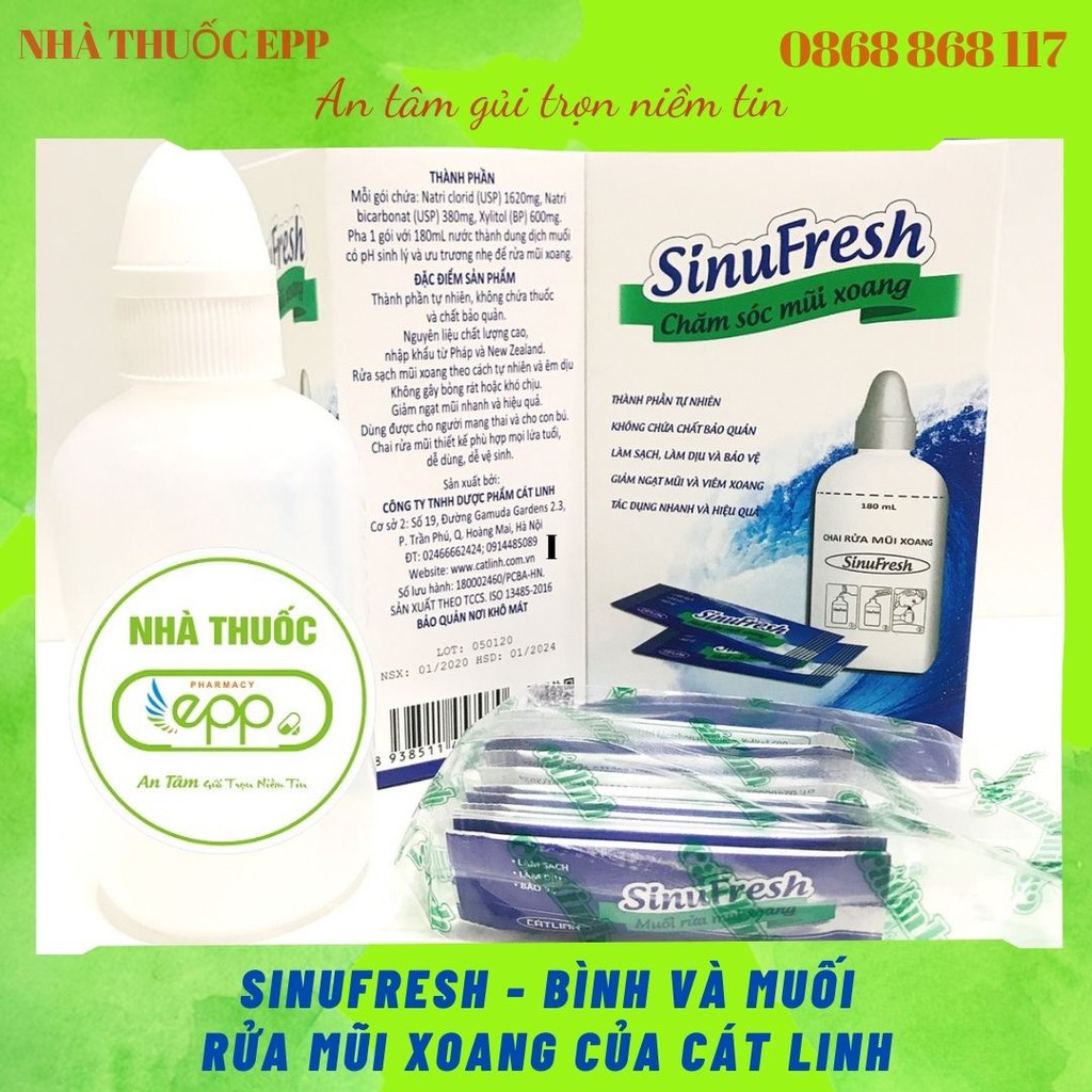 SINUFRESH - BÌNH VÀ MUỐI RỬA MŨI XOANG CỦA CÁT LINH