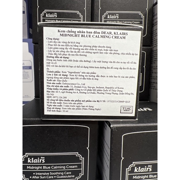 Kem dưỡng ban đêm | Midnight Blue Calming Cream | Klairs