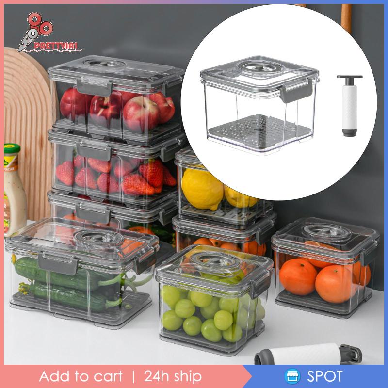 1 [Prettyia1] Hộp Nhựa Hút Chân Không Đựng Thực Phẩm Hình Chữ Nhật