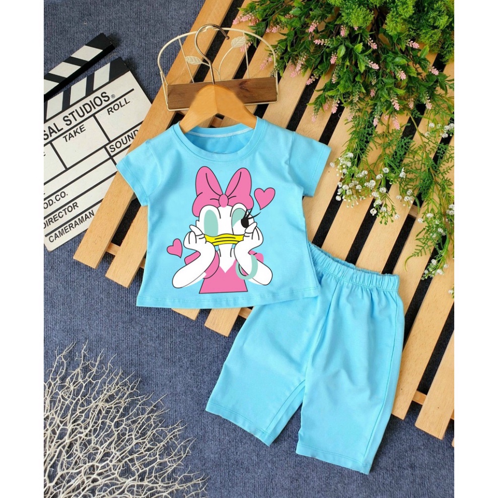 ( Khuyến mãi ) Combo 3 Bộ bé gái hình con con vịt dolna trái tim cho bé gái cho bé từ 6-28kg .BDBG51 .