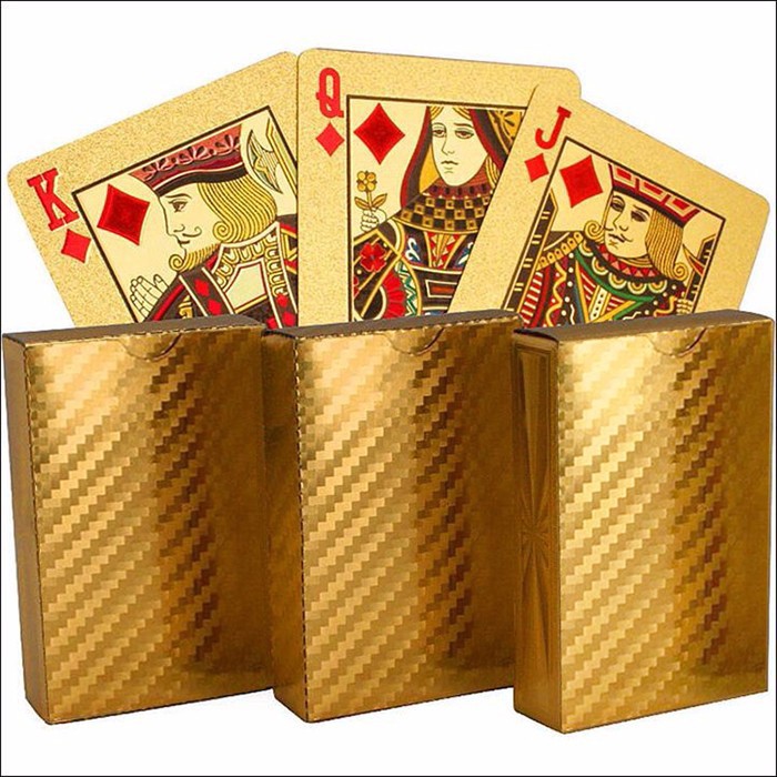 Bộ Bài Tây Mạ Vàng Golden Poker, Bài Poker Chống Nước 52 Lá Bài Chất Lượng Cao