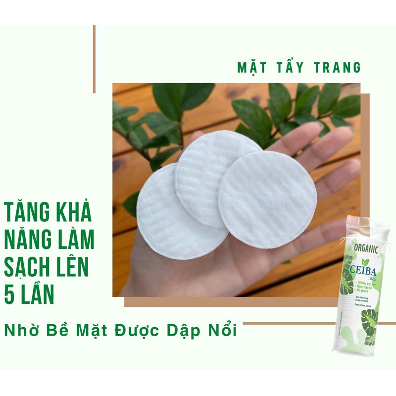 Bông Tẩy Trang Ceiba Organic An Toàn Cả Cho Da Nhạy Cảm (80 Miếng) | BigBuy360 - bigbuy360.vn