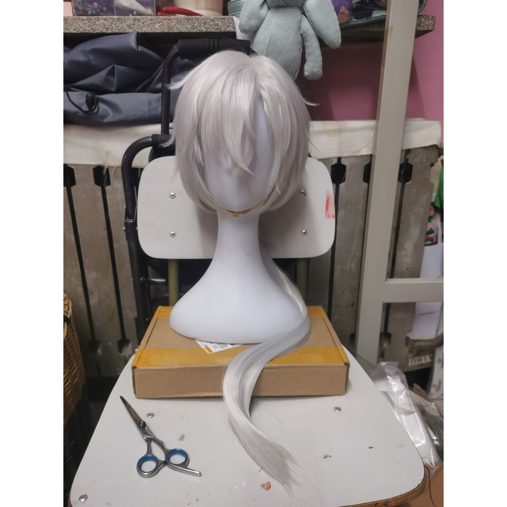 [order/không có sẵn] tóc giả/wig nam ngắn 30cm màu trắng bạc đen xám nâu đen wig cosplay nam cơ bản