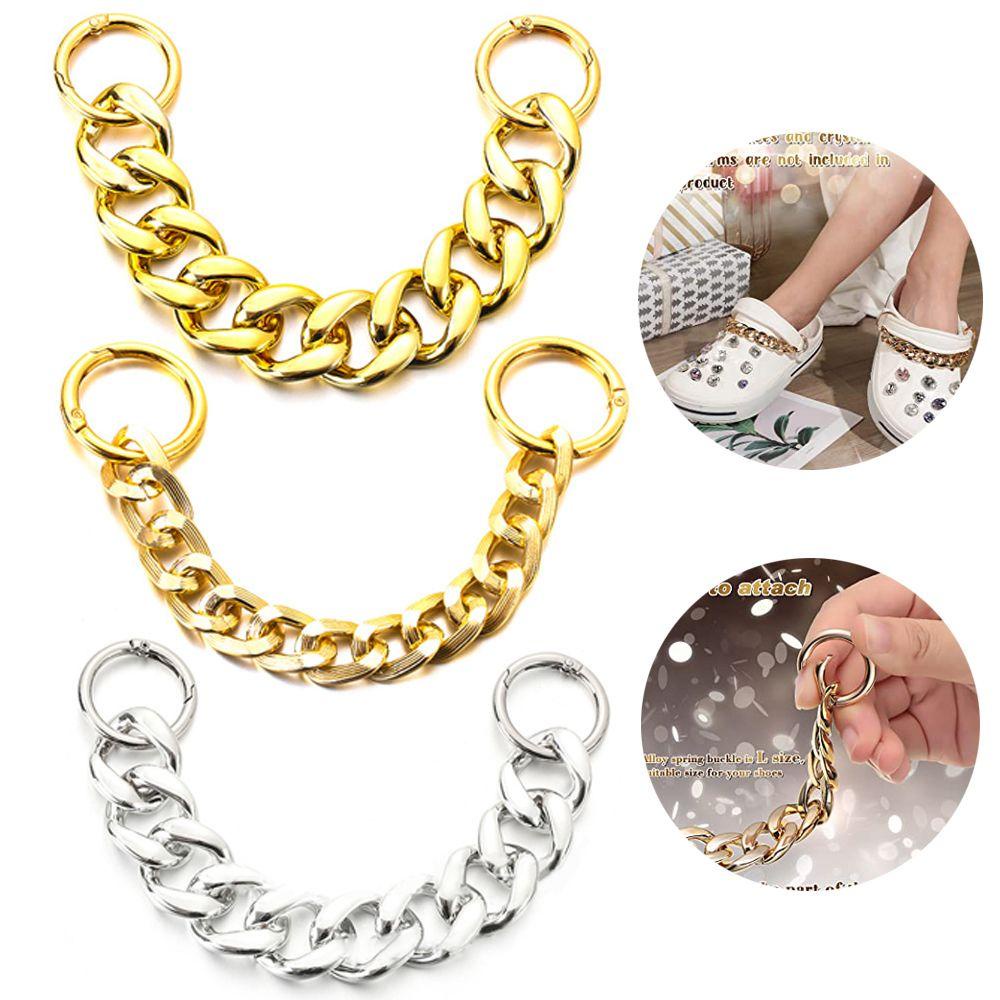 Phụ Kiện Dây Xích Kim Loại Trang Trí Giày Cho Nữ ​ Guốc Trang Trí Dép