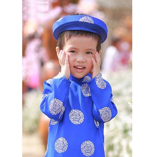 Áo Dài Trẻ em XANH XU bé TRAI (Áo, Quần, Nón)