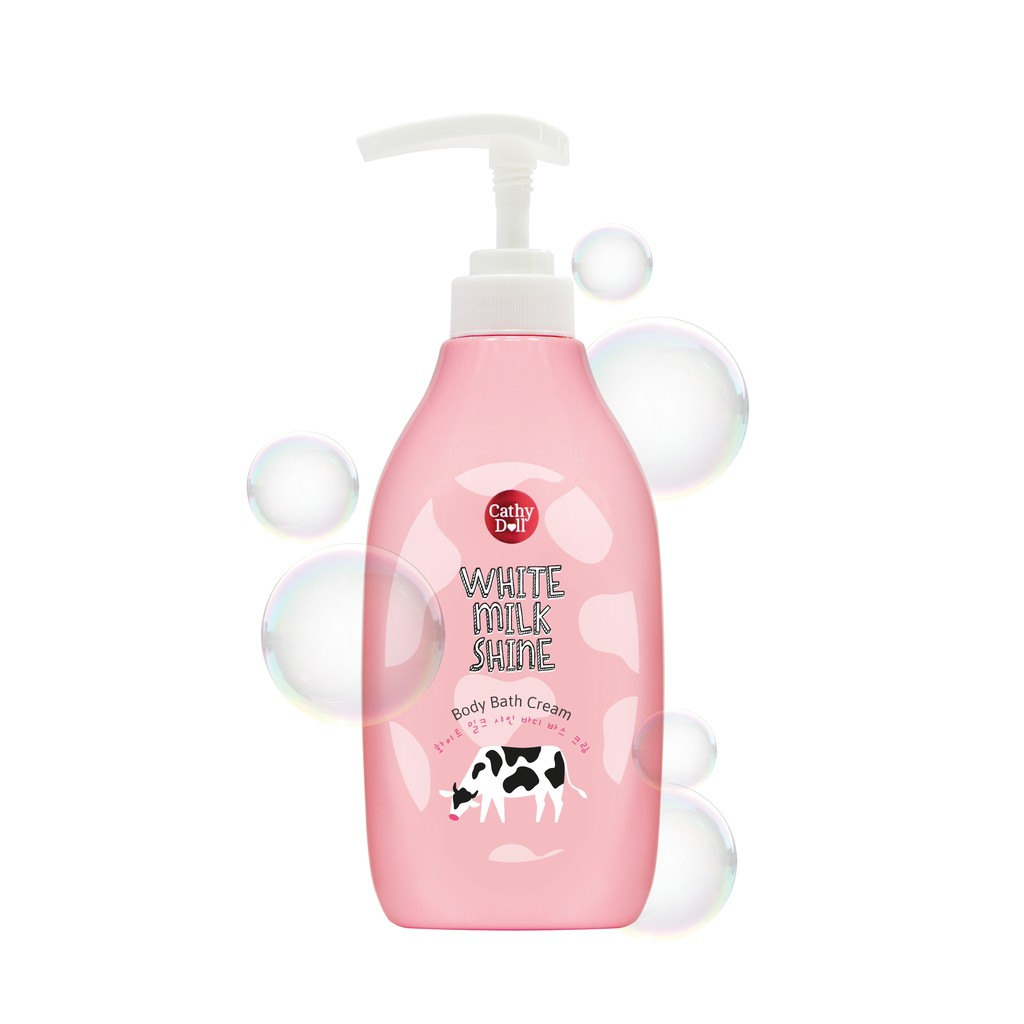 [Mã LTP50 giảm 50000 đơn 150000] Kem Tắm Sữa Bò Cathy Doll White Milk Shine Body Bath Cream 450ml