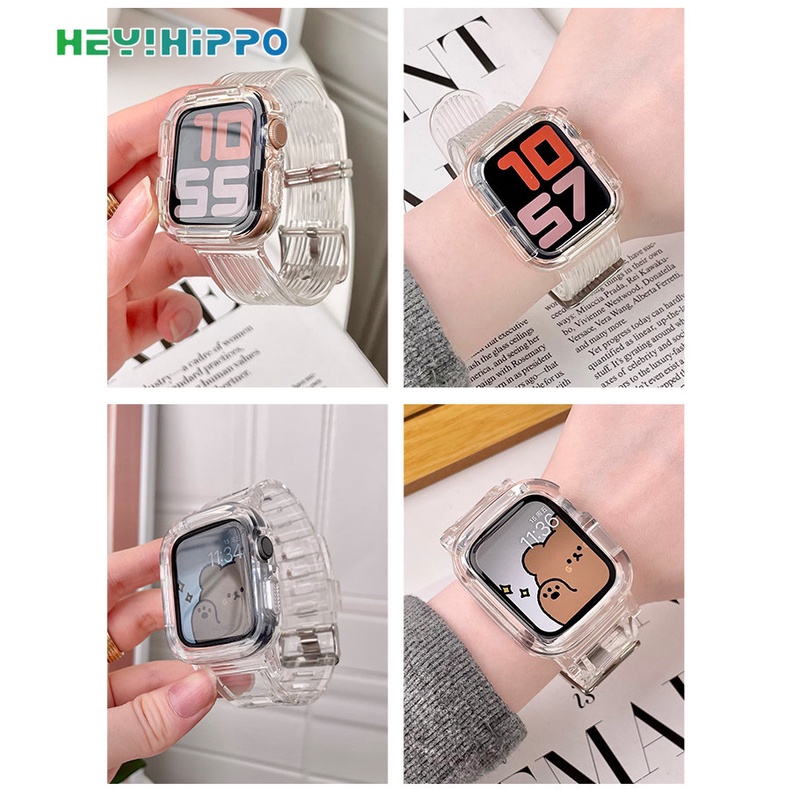 Dây Đeo Đồng Hồ 2022 Màu Kẹo Trong Suốt Cho iwatch Series 8 7 41mm 45mm 8 7 6 se 5 4 3 40mm 44mm 38mm 42mm