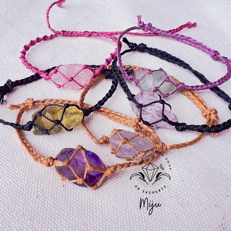 Nhiều mẫu - Vòng tay đan dây đá thô