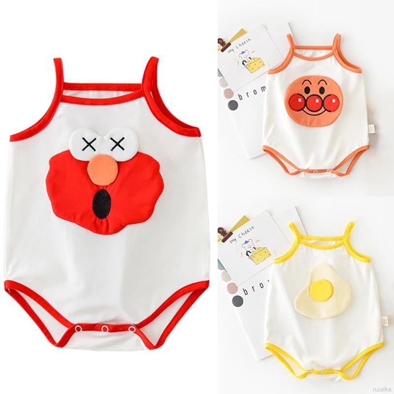 🍭 ruiaike 🍭 Baby Girl Boy Romper Infant Sleeveless Cotton Cartoon Print Bodysuit Newborn OutfitsN One Piece