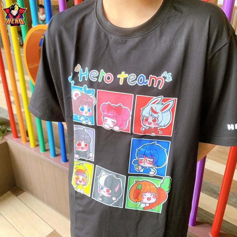 Áo Hero Team V4 màu đen hàng chính hãng, chất liệu cotton, thời trang unisex dành cho mọi lứa tuổi