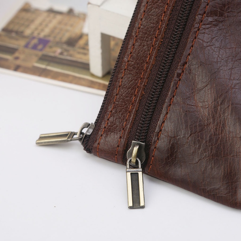 Ví Da PU Khóa Kéo Thời Trang Vintage Cho Nam