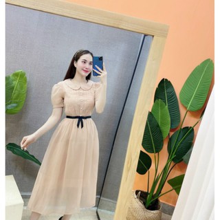 Váy tơ cổ sen