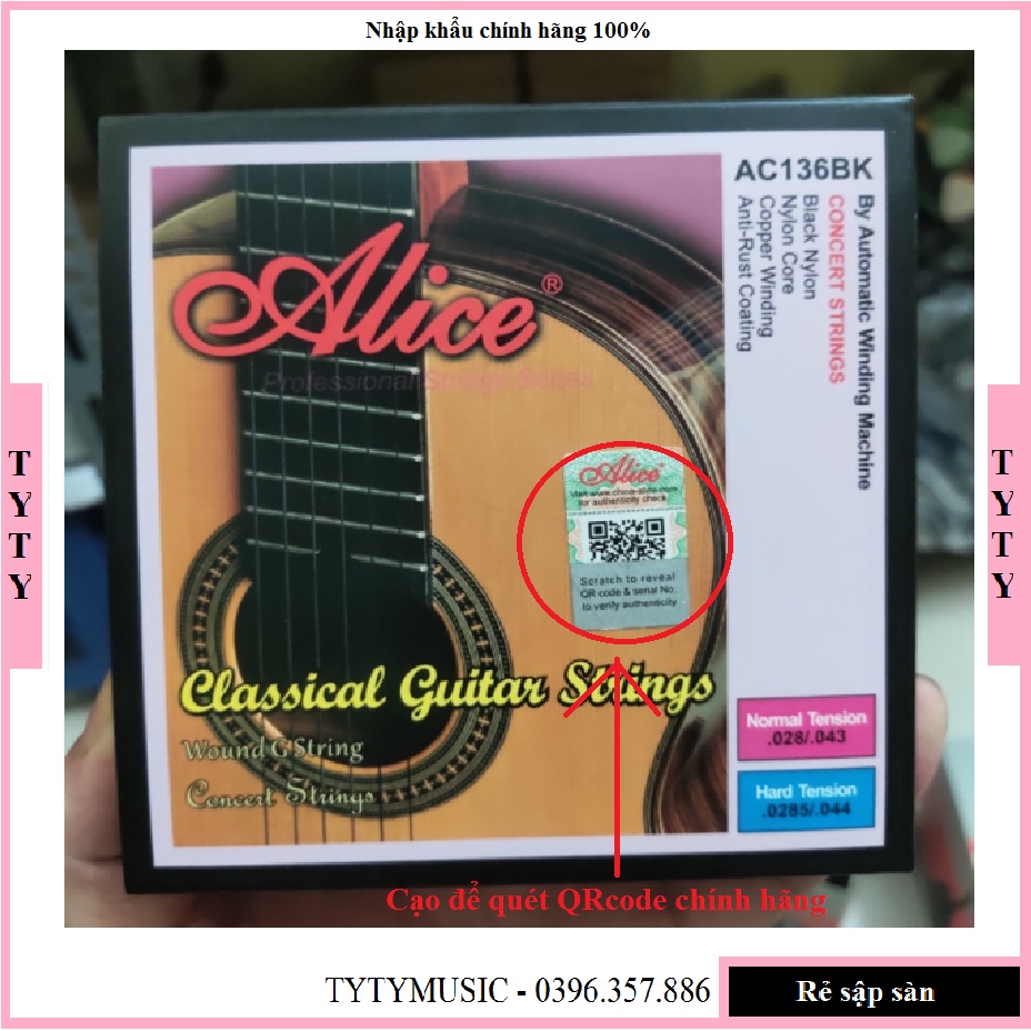 Dây đàn guitar nilon CLASSIC cao cấp nhập khẩu chính hãng Alice AC136BK TYTYmusic